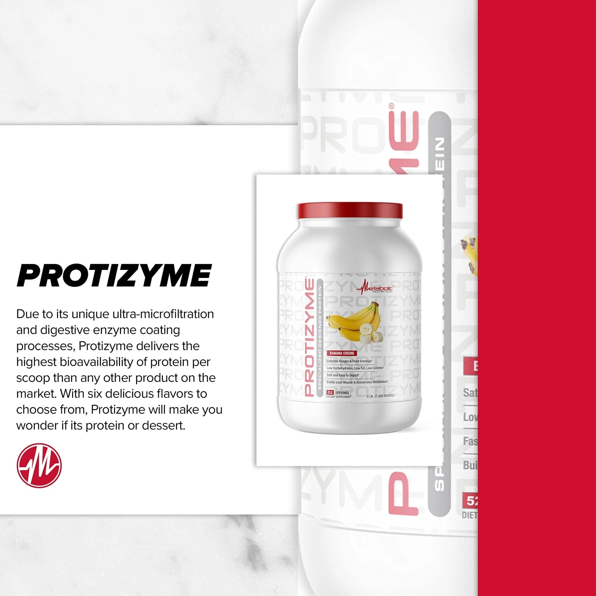 Metabolic Nutrition, Protizyme, 100% Whey Protein Powder, High Protein, Low Carb - TrustMedUSA