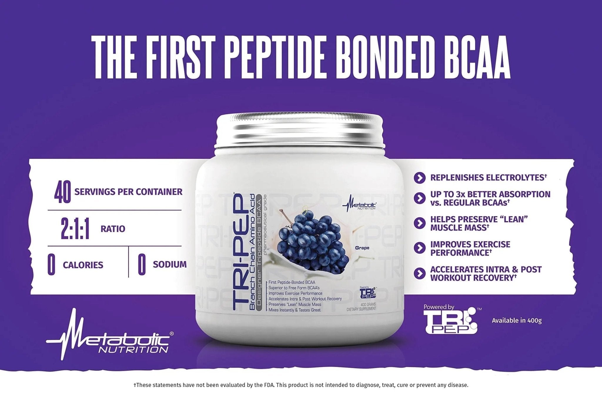 Metabolic Nutrition | TRIPEP - Tri-Peptide Branch Chain Amino Acid, BCAA Powder - TrustMedUSA