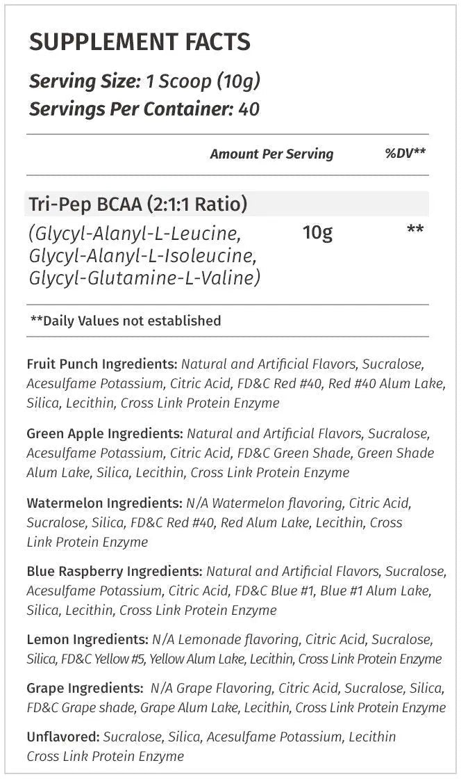 Metabolic Nutrition - TRIPEP - Tri-Peptide Branch Chain Amino Acid, BCAA Powder - TrustMedUSA