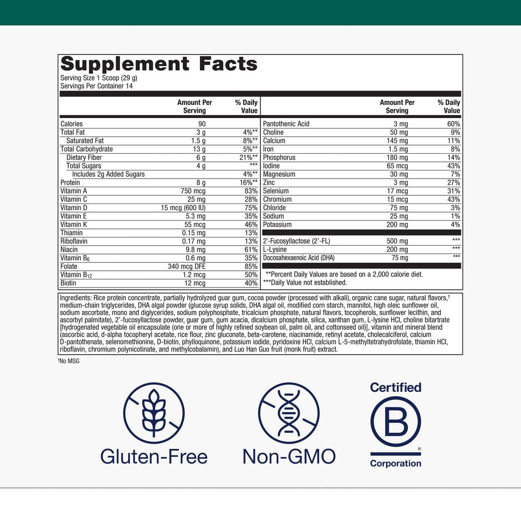 Metagenics MetaKids Nutrition Powder - Kids Multivitamin Powder with Prebiotics, DHA, Protein & Amino Acids* - Complete Protein - Non‑GMO, Gluten‑Free - Chocolate - 14.32 oz - TrustMedUSA