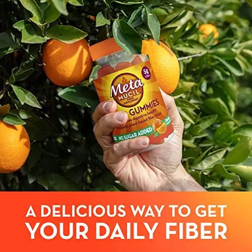 Metamucil Daily Fiber Gummies, Orange Flavored, No Sugar Added, 5g Prebiotic Plant - TrustMedUSA