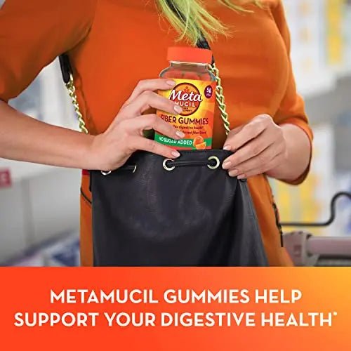 Metamucil Daily Fiber Gummies, Orange Flavored, No Sugar Added, 5g Prebiotic Plant - TrustMedUSA