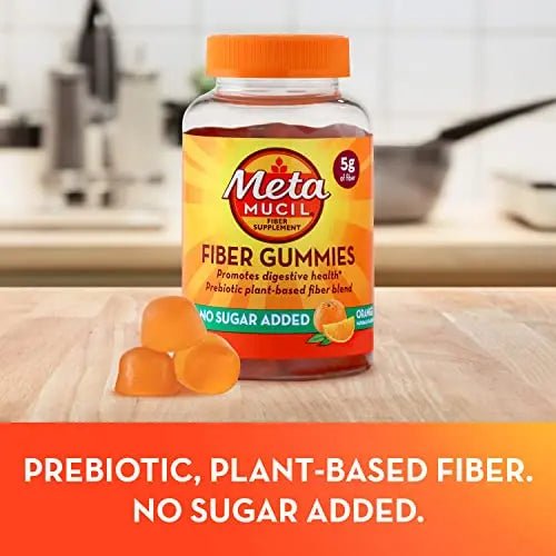 Metamucil Daily Fiber Gummies, Orange Flavored, No Sugar Added, 5g Prebiotic Plant - TrustMedUSA