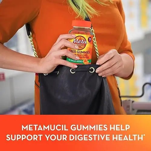 Metamucil Fiber Supplement Gummies, Sugar Free Orange Flavor, 5g Prebiotic Plant Based - TrustMedUSA