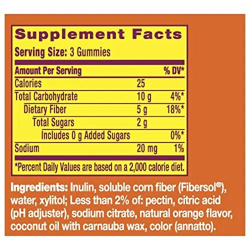 Metamucil Fiber Supplement Gummies, Sugar Free Orange Flavor, 5g Prebiotic Plant Based - TrustMedUSA