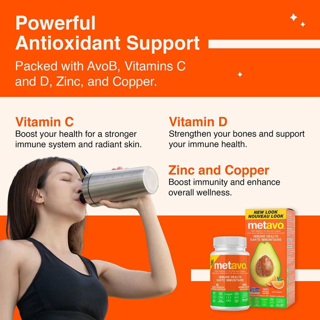 Metavo Immune Health - Natural Immune Support Supplement, Essential Zinc Supplements for Men & Women Enriched with Vitamin C, D & Copper, 60 Vegan Capsules, 30 Servings - TrustMedUSA