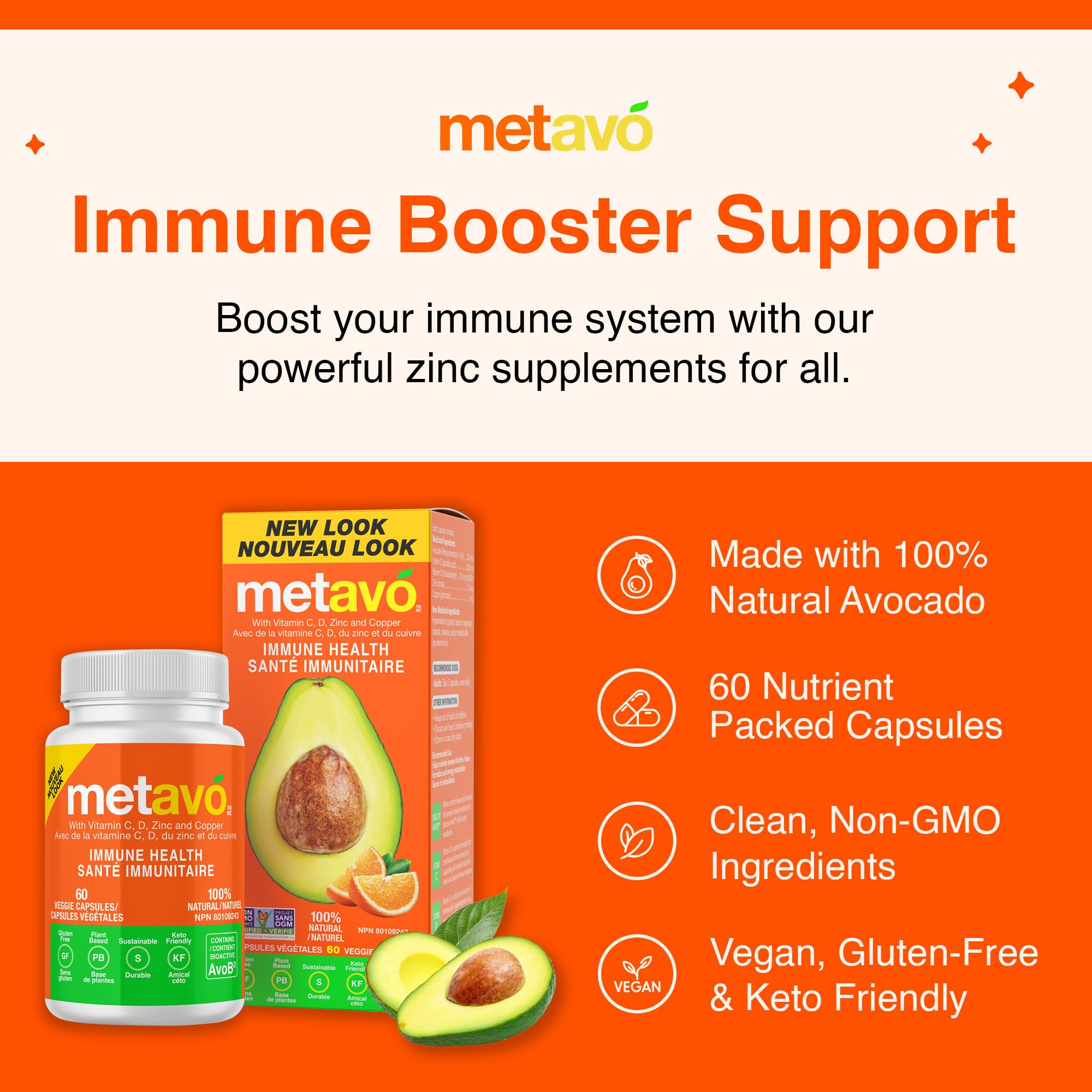 Metavo Immune Health - Natural Immune Support Supplement, Essential Zinc Supplements for Men & Women Enriched with Vitamin C, D & Copper, 60 Vegan Capsules, 30 Servings - TrustMedUSA