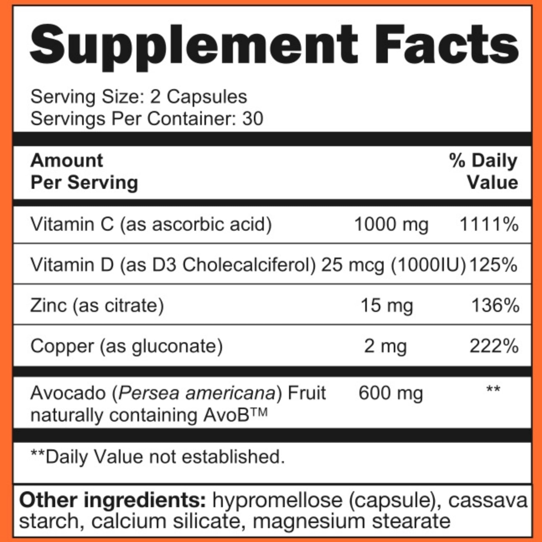 Metavo Immune Health - Natural Immune Support Supplement, Essential Zinc Supplements for Men & Women Enriched with Vitamin C, D & Copper, 60 Vegan Capsules, 30 Servings - TrustMedUSA