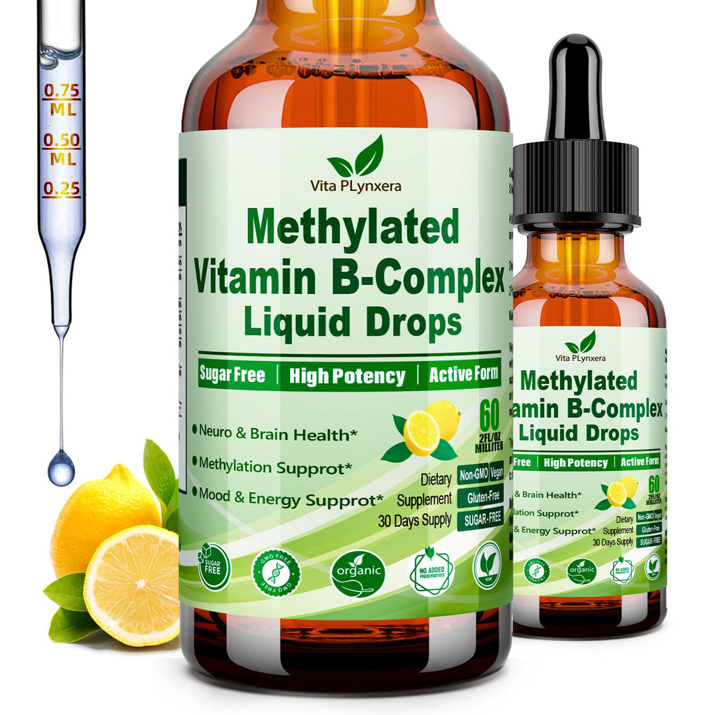 Methylated B Complex Liquid Drop Complete 9-in-1 Methyl B Vitamins w. B12 Methylfolate Inositol Choline TMG Vitamin C E, Super B-Complex Methylated for MTHFR Support, Energy Mood Nerve & Brain Health1 - TrustMedUSA