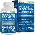 Methylated B Complex with Methylfolate and B12 Methylcobalamin 1000 mcg - Methylated Multivitamin for Energy, Brain Function, and Wellness - Vitamin B Complex for Men & Women - TrustMedUSA