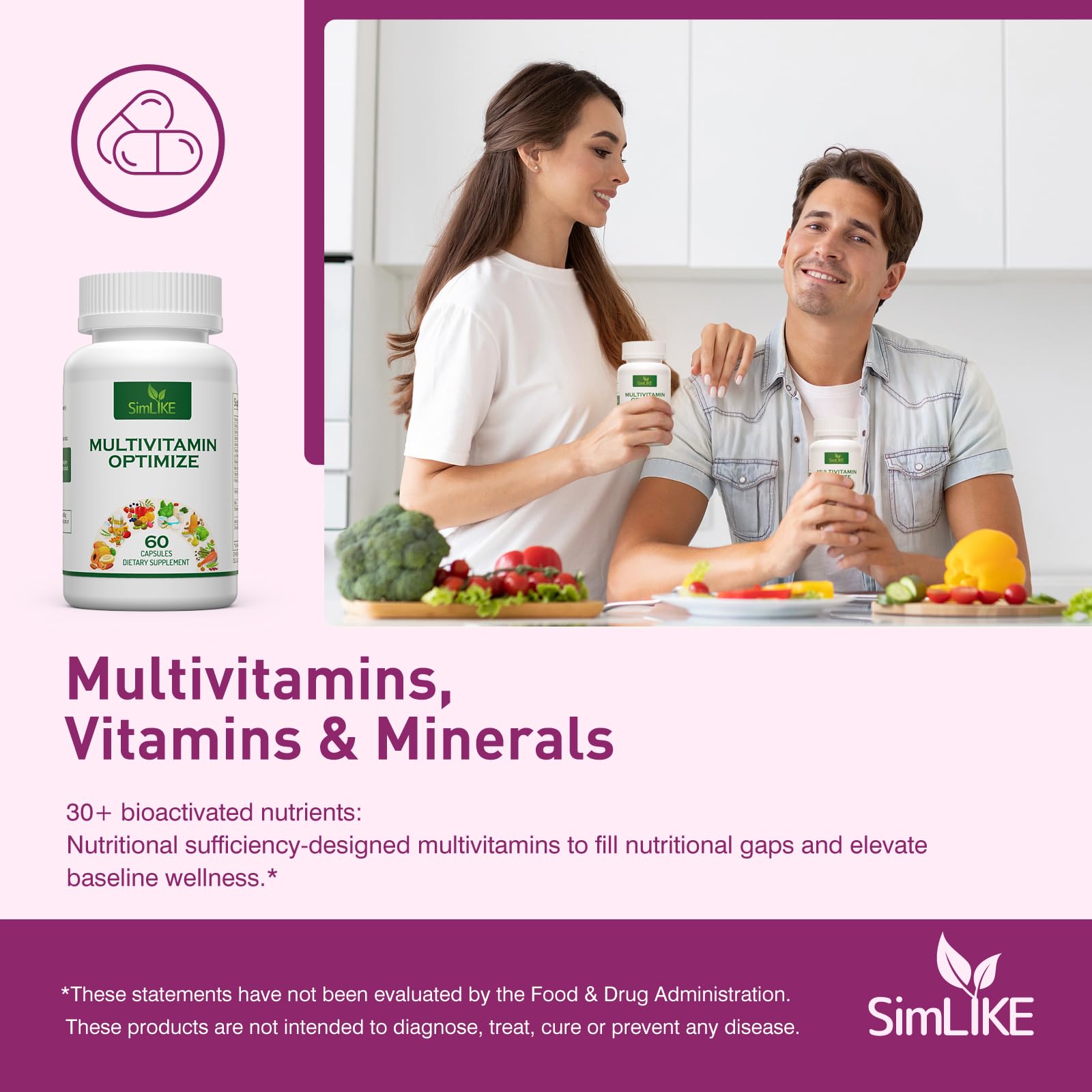 Methylated Multivitamin for Women, 30-in-1 Nutrients Formula with Inositol, CoQ10, Biotin, Zinc for Hair Health Support, Resveratrol, Vitamin C, Alpha Lipoic Acid for Skin Health Support, 60 Capsules - TrustMedUSA