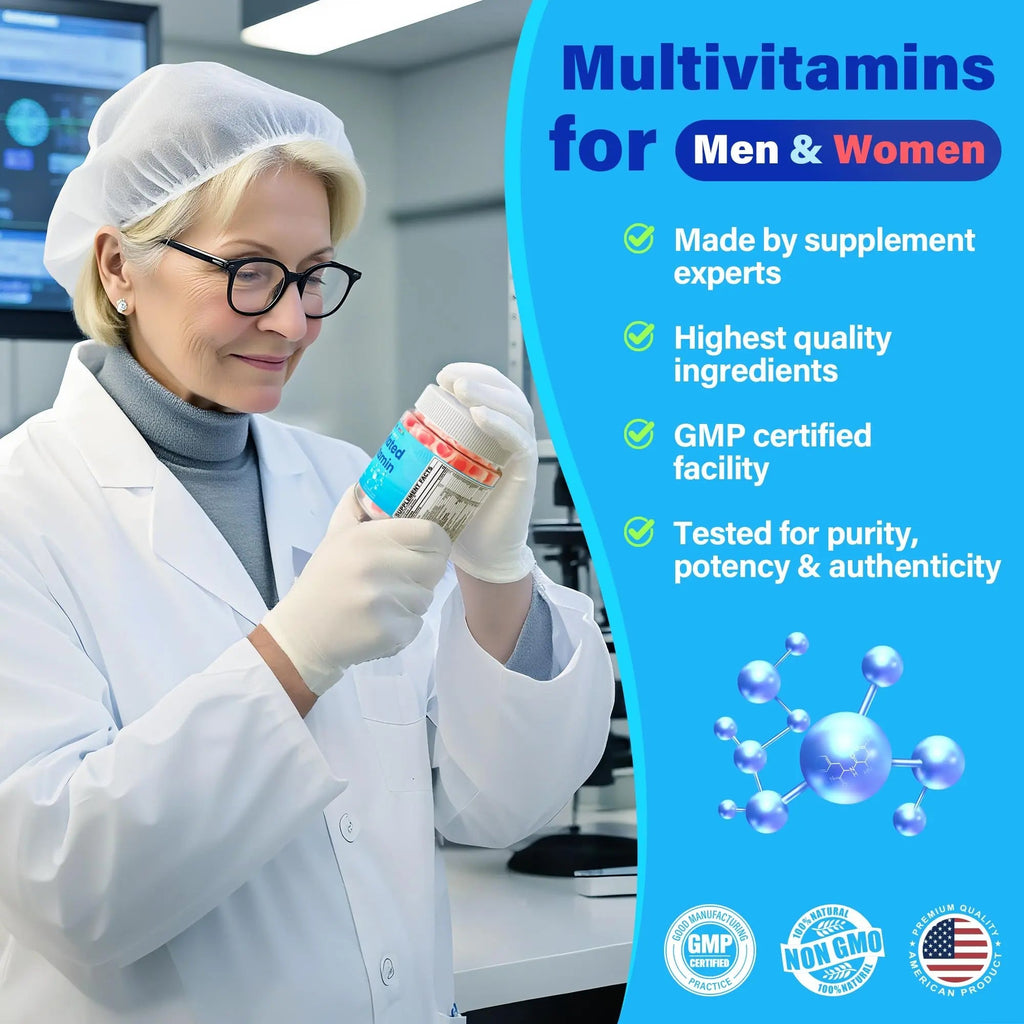 Methylated Multivitamin for Women & Men Gummies w/ Omega-3, Calcium, D3 K2, Methylfolate & B12, TMG, Daily Vitamins, Mag, CoQ10, Probiotic for 18 30 40 50 60 70+, Overall Health - Vegan, Sugar Free - TrustMedUSA