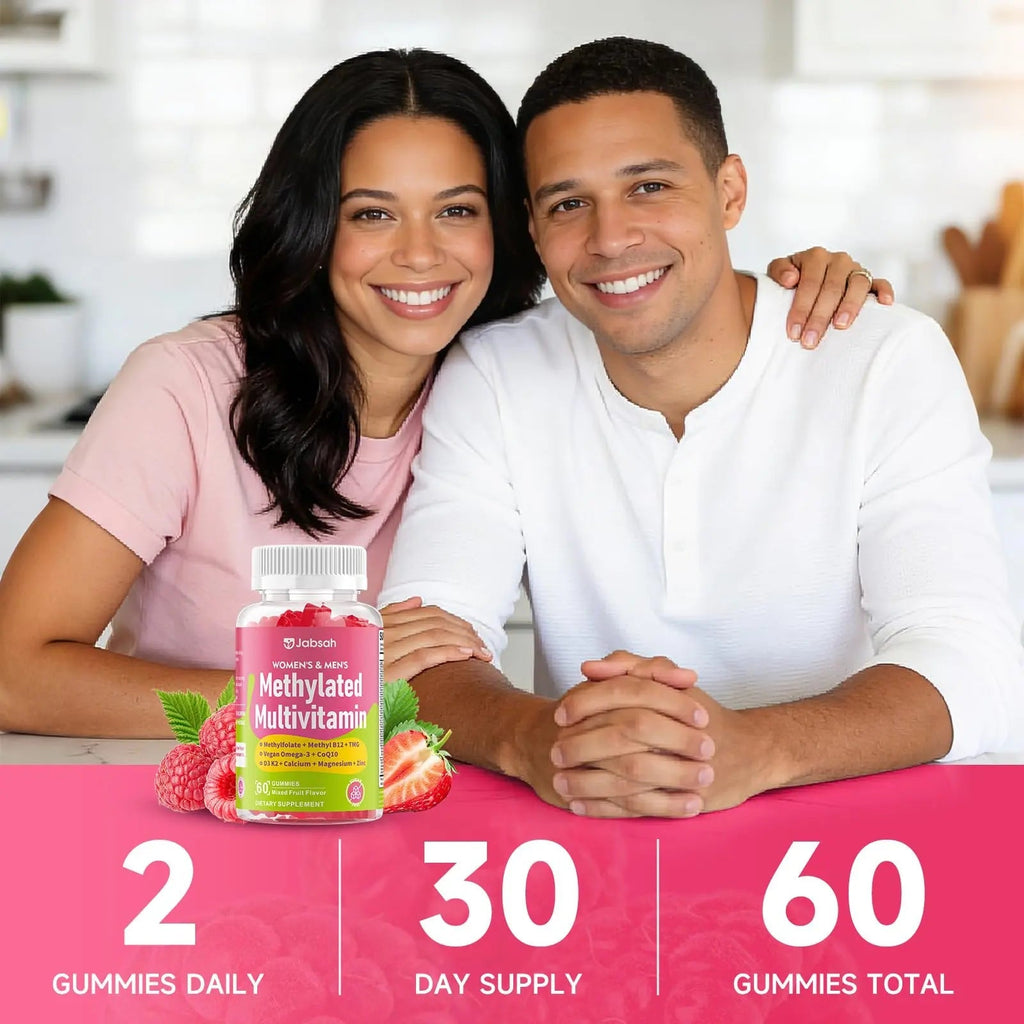 Methylated Vitamin B Complex Gummies for Women & Men, Multivitanins Gummy with Vitamin A, C ,E, Methylfolate & B12, TMG, Calcium, D3 K2 - TrustMedUSA