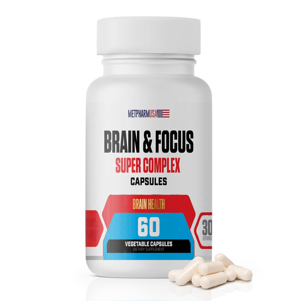 MetpharmUSA Brain & Focus Nootropic Super Complex Supplement for Brain Support and Performance, Improved Focus Memory and Mental Performance - TrustMedUSA