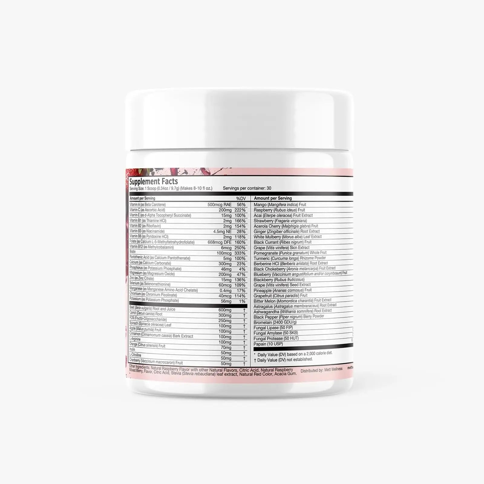 Mett Wellness Superfood REDS | 10.72 oz | With Vitamins A, C & E | Helps Maintain Nitric Oxide Levels | Supports Daily Wellness - TrustMedUSA