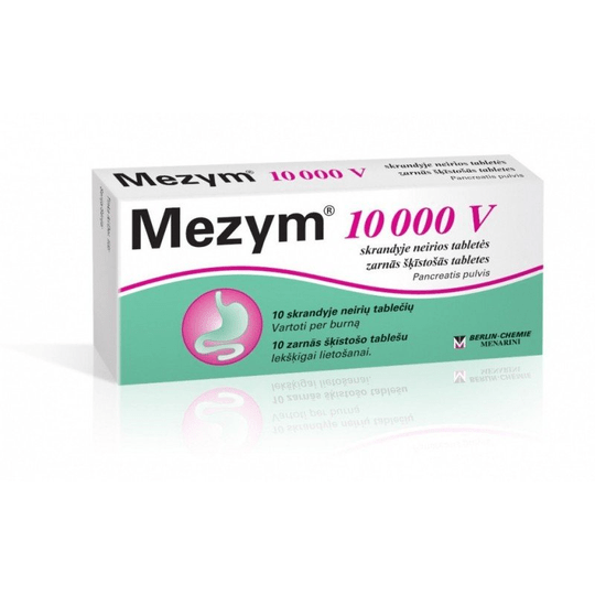MEZYM FORTE 10000V Pancreatic Insufficiency Digestion 20 Tabs - TrustMedUSA