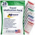MFASCO - 7 in 1 - Travel Size Medicine Kit - TSA Approved | 28 First Aid Emergency OTC Medicine Packets for Cruise & International Travel | Compact Med Refill for Traveling & Office Assembled in USA - Maple Wellness Supplements