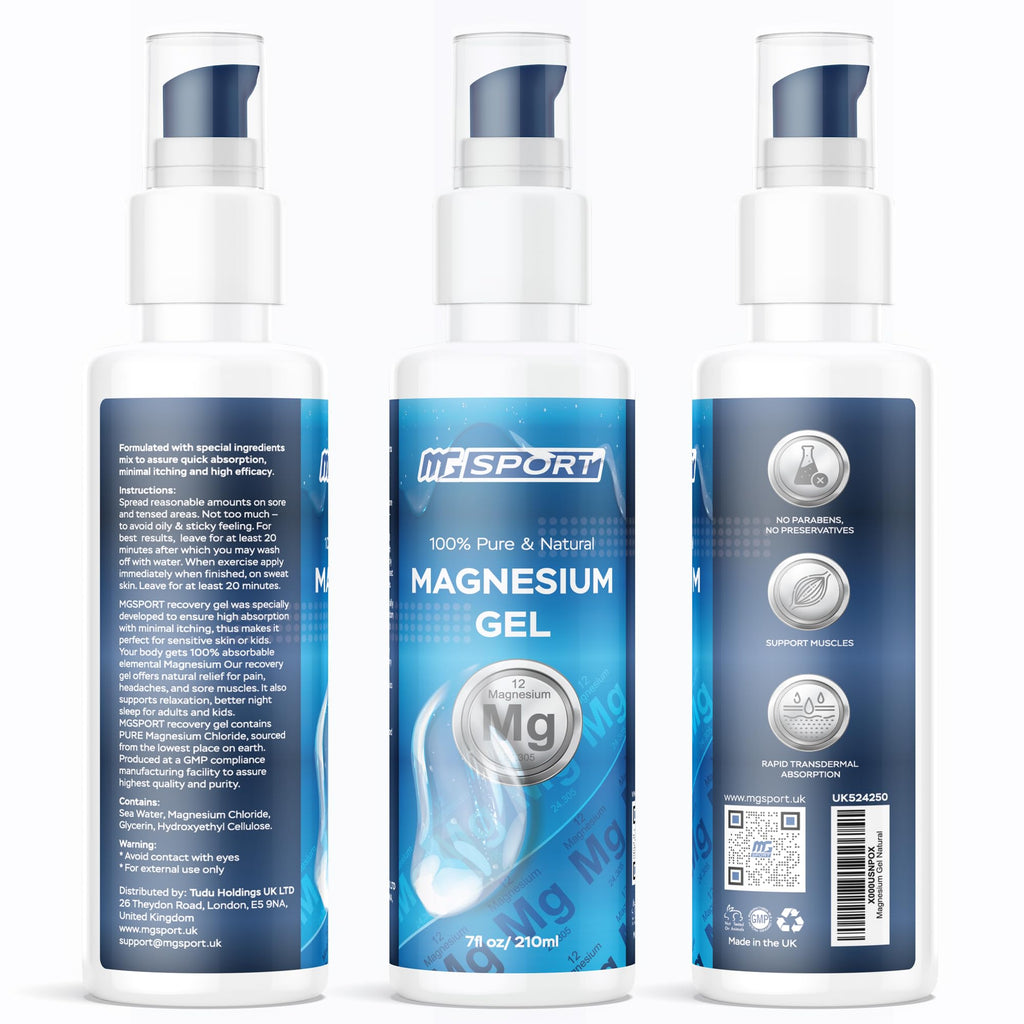 MgSport Magnesium Gel Dead Sea Magnesium - Gentle Topical Gel for Leg Cramps and Muscle Recovery Without Stinging - 20% More Potency Than Magnesium Oil Sprays - 1,000 Pumps - TrustMedUSA