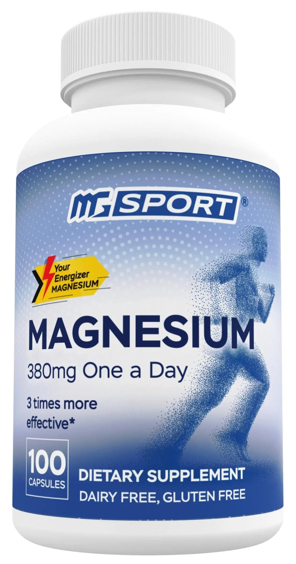 MGSPORT Magnesium Supplement 380mg - High Absorption Magnesium Complex Formula with Vitamins B6, D, E - Supports Muscle Function and Sleep Quality - 100 Servings - TrustMedUSA