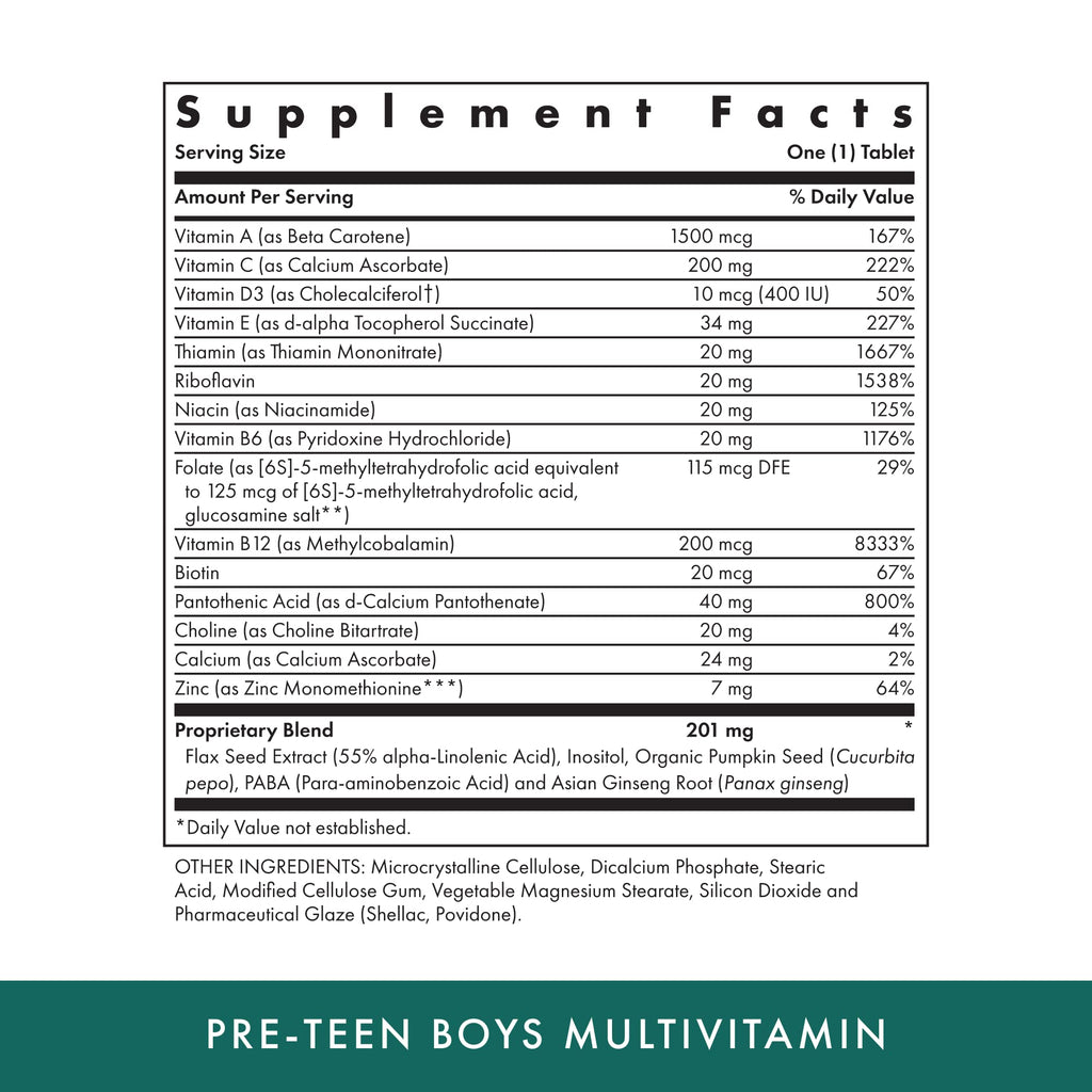 Michael's Health Naturopathic Programs Pre-Teen Boys Daily Multivitamin - 60 Vegetarian Tablets - With Male Herbal Blend - Kosher - 60 Servings - TrustMedUSA