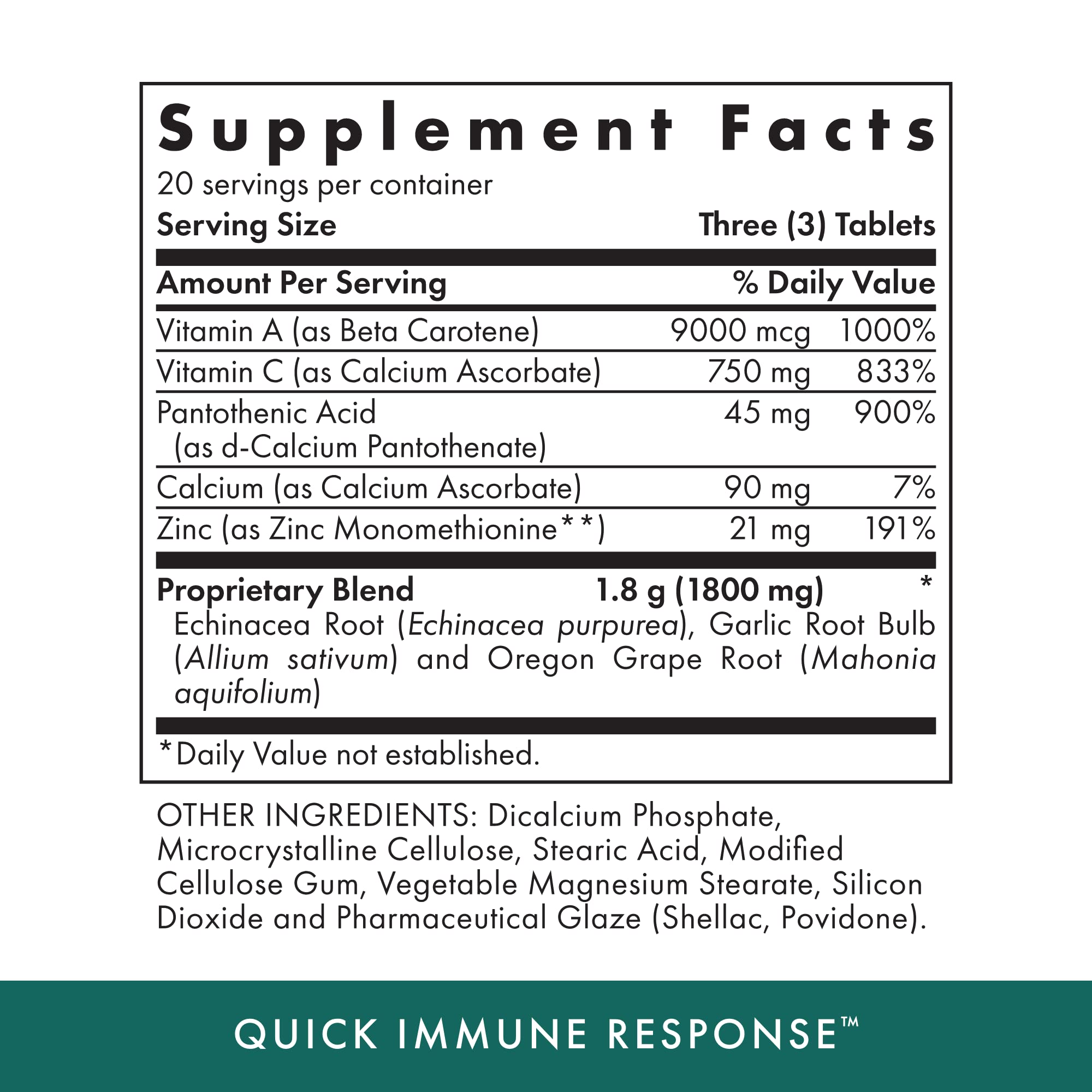 Michael's Health Naturopathic Programs Quick Immune Response - 60 Vegetarian Tablets - Immune System Support - With Vitamin A, Vitamin C & Zinc - 20 Servings - TrustMedUSA
