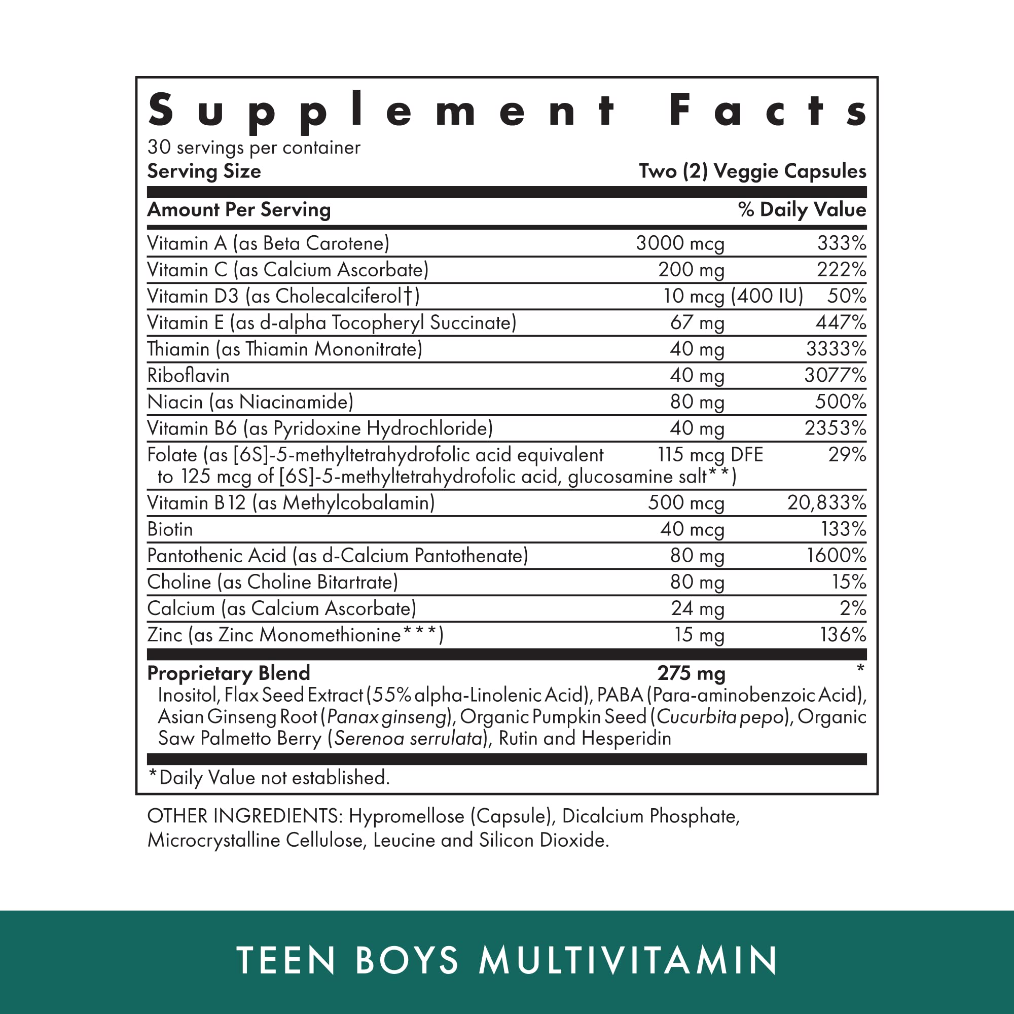 Michael's Health Naturopathic Programs Teen Boys - 60 Vegetarian Capsules - Daily Multivitamin Supplement - Kosher - 30 Servings - TrustMedUSA