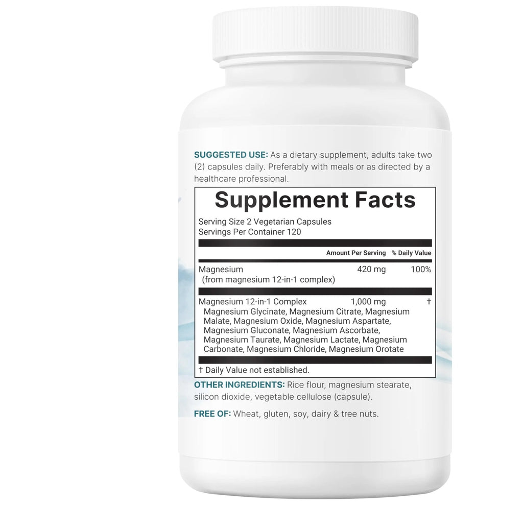 Micro Ingredients 12‑in‑1 Magnesium Complex 1000 mg, 240 Capsules – Magnesium Glycinate, Citrate, Taurate, Malate & More – High Absorption Formula for Men & Women – Chelated & Purified - TrustMedUSA