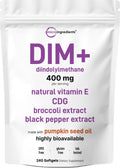 Micro Ingredients DIM+ Supplement 400mg for Men & Women | 240 Softgels with Pumpkin Seed Oil | Highly Bioavailable 7-in-1 Complex with Vitamin E, CDG, Broccoli & Black Pepper Extract - TrustMedUSA