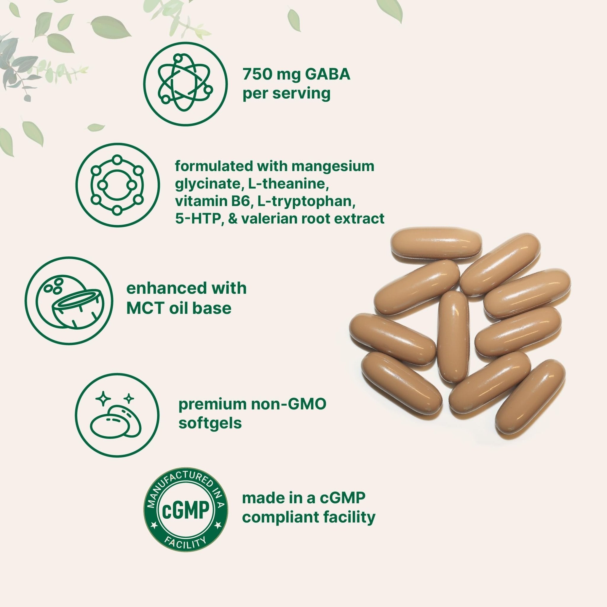 Micro Ingredients GABA 750 mg with MCT Oil, 300 Softgels | Gamma Aminobutyric Acid with Vitamin B6, 5-HTP, L-Theanine, L-Tryptophan & Magnesium Glycinate | Non-GMO, cGMP Manufactured - TrustMedUSA