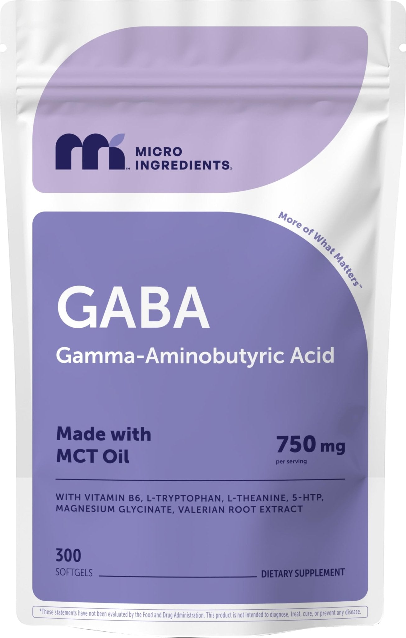 Micro Ingredients GABA 750 mg with MCT Oil, 300 Softgels | Gamma Aminobutyric Acid with Vitamin B6, 5-HTP, L-Theanine, L-Tryptophan & Magnesium Glycinate | Non-GMO, cGMP Manufactured - TrustMedUSA