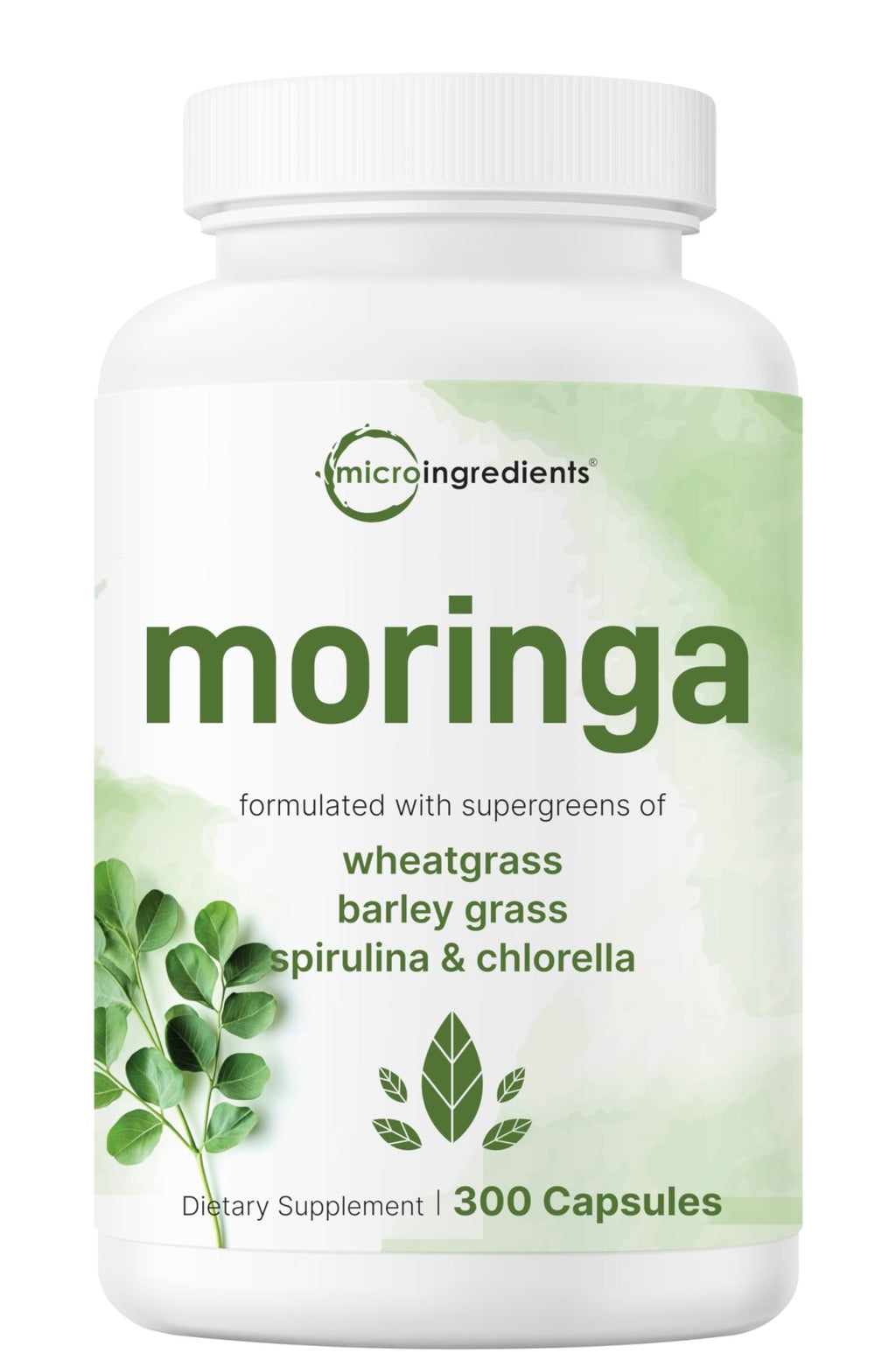 Micro Ingredients Moringa Oleifera | 300 Capsules with Supergreens Blend of Wheatgrass, Barley Grass, Spirulina, & Chlorella | Antioxidant Supplement, Energy, & Immune Support | Non-GMO - TrustMedUSA