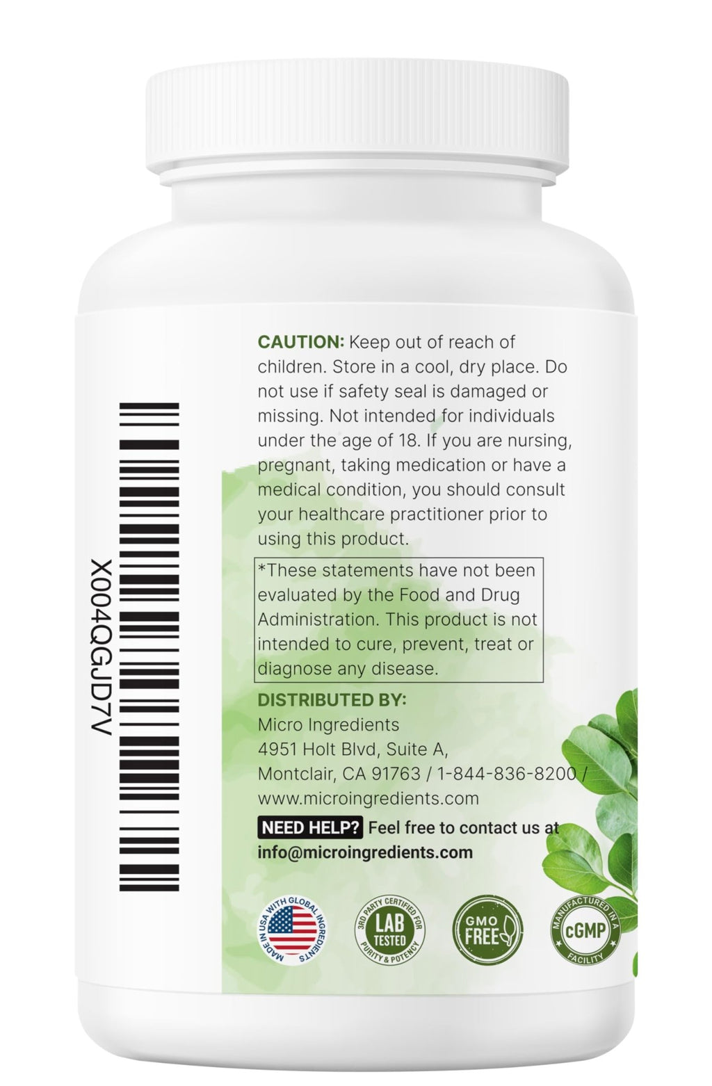 Micro Ingredients Moringa Oleifera | 300 Capsules with Supergreens Blend of Wheatgrass, Barley Grass, Spirulina, & Chlorella | Antioxidant Supplement, Energy, & Immune Support | Non-GMO - TrustMedUSA
