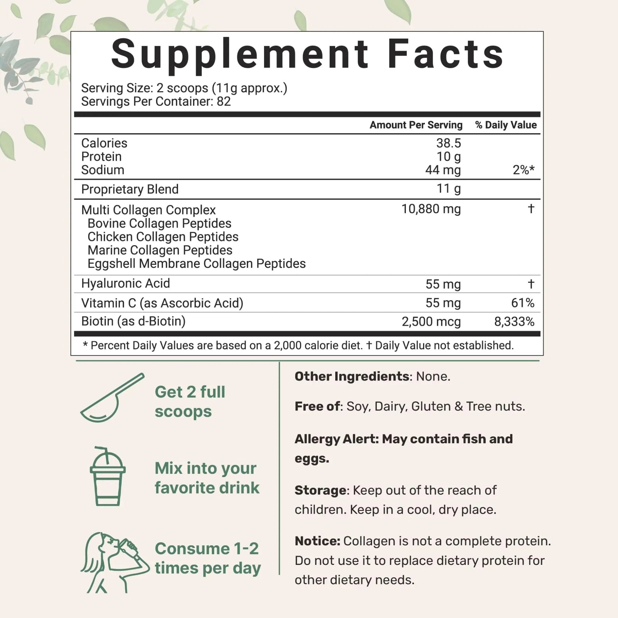 Micro Ingredients Multi Collagen Protein Powder, 2 Pounds – Type I,II,III,V,X with Biotin - TrustMedUSA