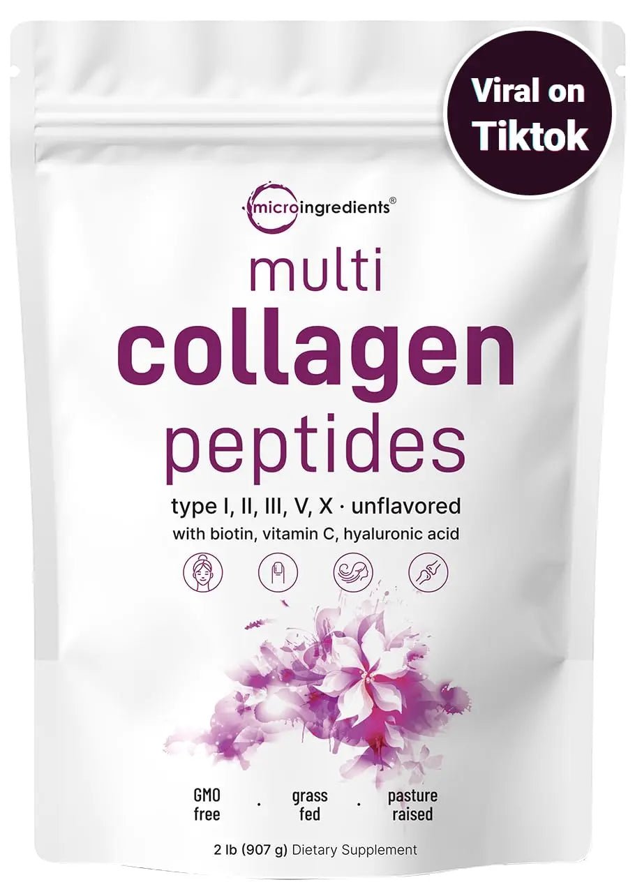 Micro Ingredients Multi Collagen Protein Powder, 2 Pounds – Type I,II,III,V,X with Biotin - TrustMedUSA