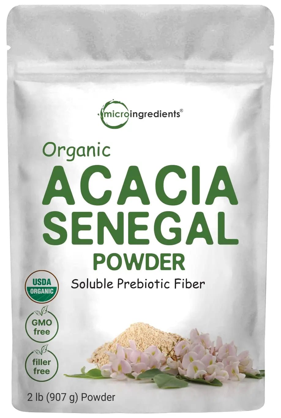 Micro Ingredients Organic Acacia Senegal Powder, 2 Pounds (32 Ounce), Instant Soluble - TrustMedUSA