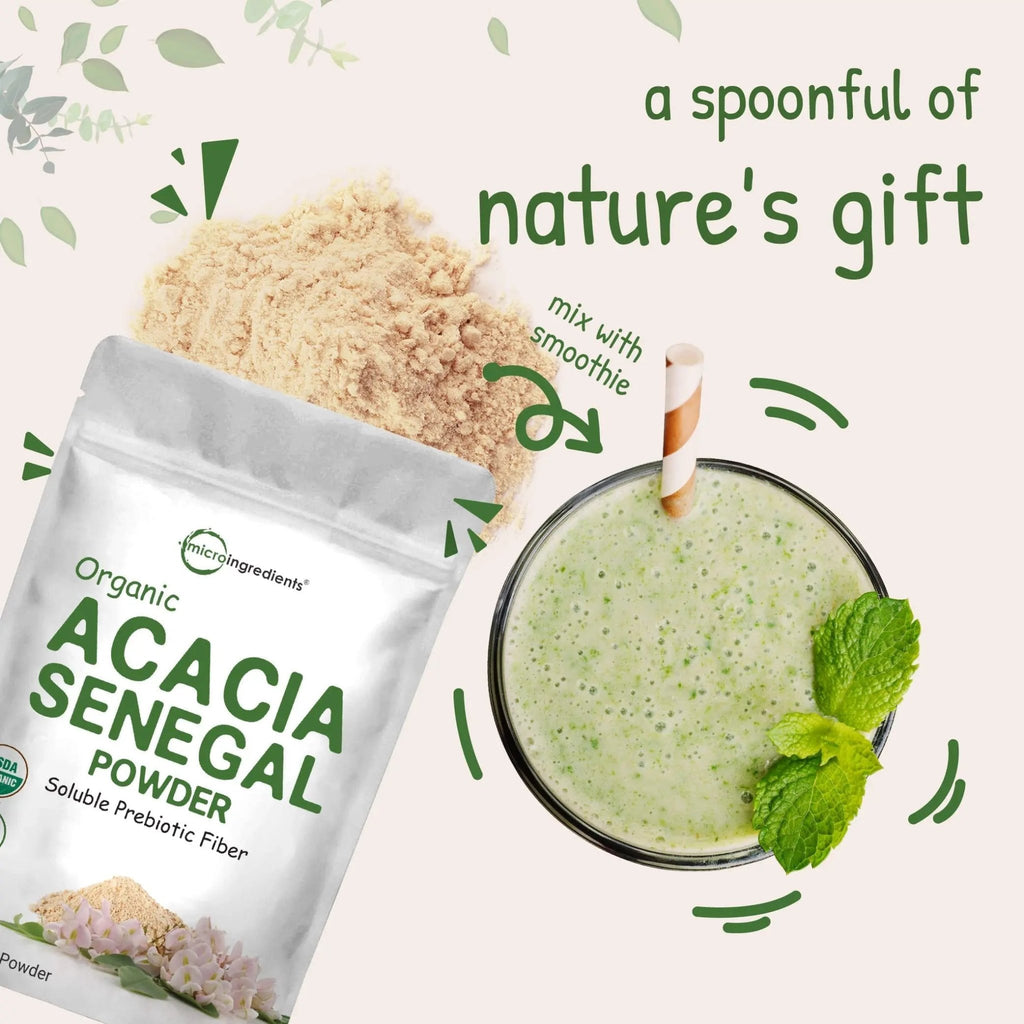 Micro Ingredients Organic Acacia Senegal Powder, 2 Pounds (32 Ounce), Instant Soluble - TrustMedUSA