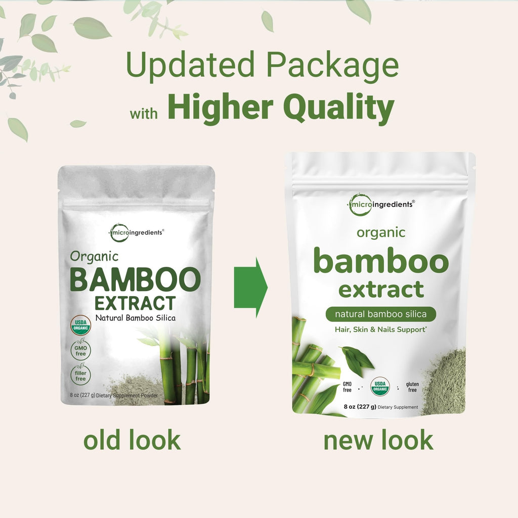 Micro Ingredients Organic Bamboo Extract Powder, 8oz (378 Servings) | Bamboo Plant Silica & Mineral Supplements | Natural Stem & Leaf Extract | Non-GMO, Gluten Free, Vegan Friendly - TrustMedUSA