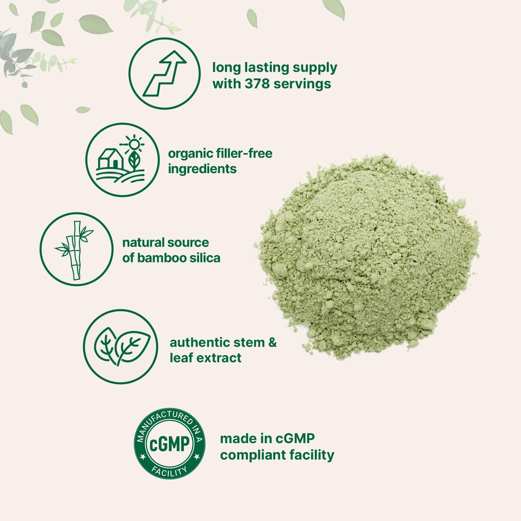 Micro Ingredients Organic Bamboo Extract Powder, 8oz (378 Servings) | Bamboo Plant Silica & Mineral Supplements | Natural Stem & Leaf Extract | Non-GMO, Gluten Free, Vegan Friendly - TrustMedUSA