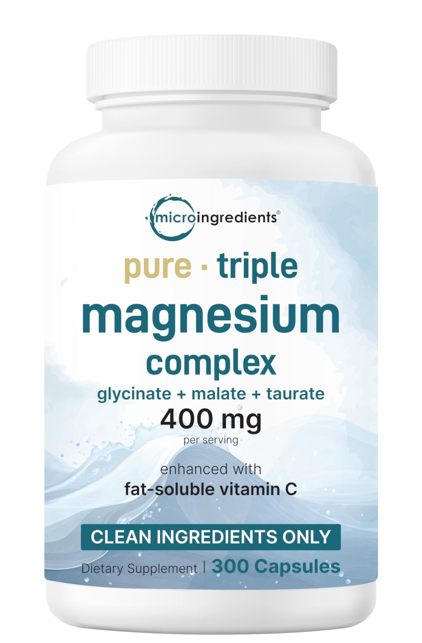 Micro Ingredients Pure Magnesium Complex, 300 Capsules | Triple Magnesium Glycinate, Malate, Taurate with Vitamin C | 100% Chelated | Supports Muscles - TrustMedUSA
