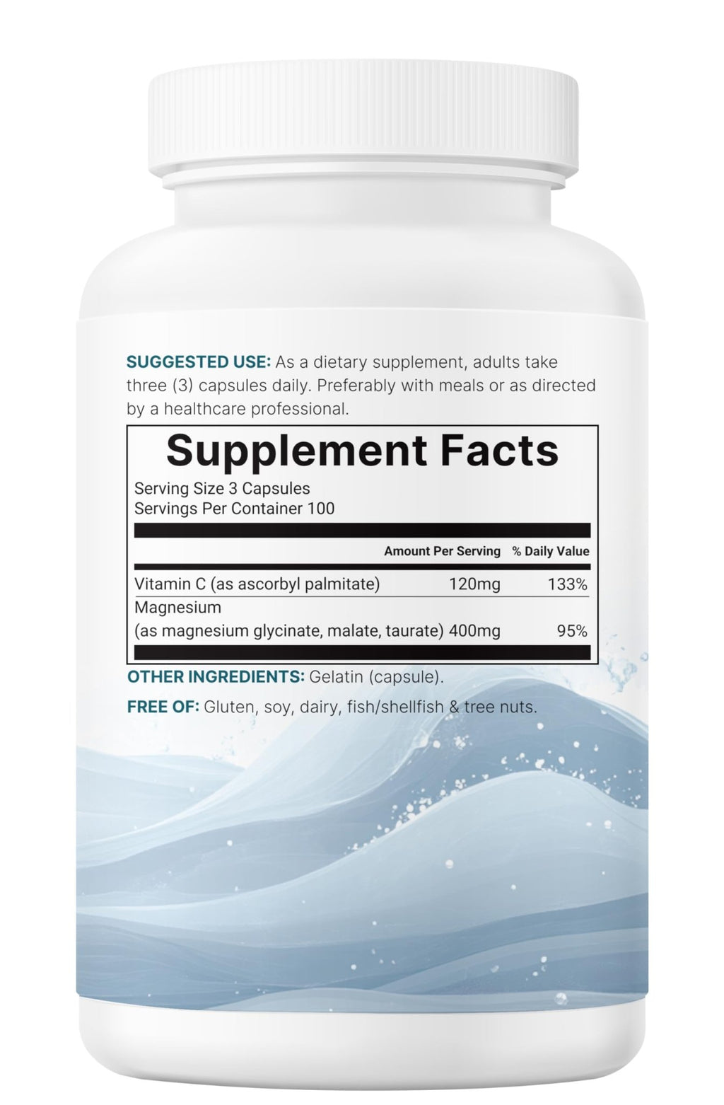Micro Ingredients Pure Magnesium Complex, 300 Capsules | Triple Magnesium Glycinate, Malate, Taurate with Vitamin C | 100% Chelated | Supports Muscles - TrustMedUSA