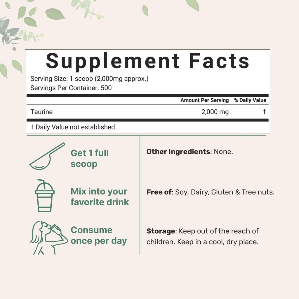 Micro Ingredients Taurine Powder Supplement | 1 KG, 2000mg Per Serving | Unflavored | 100% Pure, Easily Absorbed Free Form | Essential Amino Acids for Exercise, Energy, & Heart Support - TrustMedUSA
