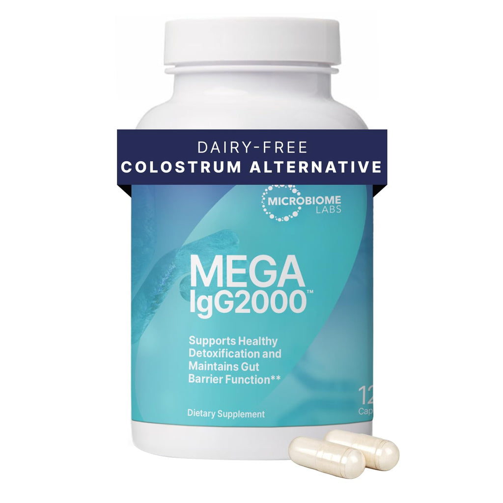 Microbiome Labs Mega IgG2000 Capsules - Dairy Free Bovine Colostrum Supplement Alternative - Immunoglobulin Supplement from Bovine Serum to Support Digestive Health (120 Capsules) - Maple Wellness Supplements