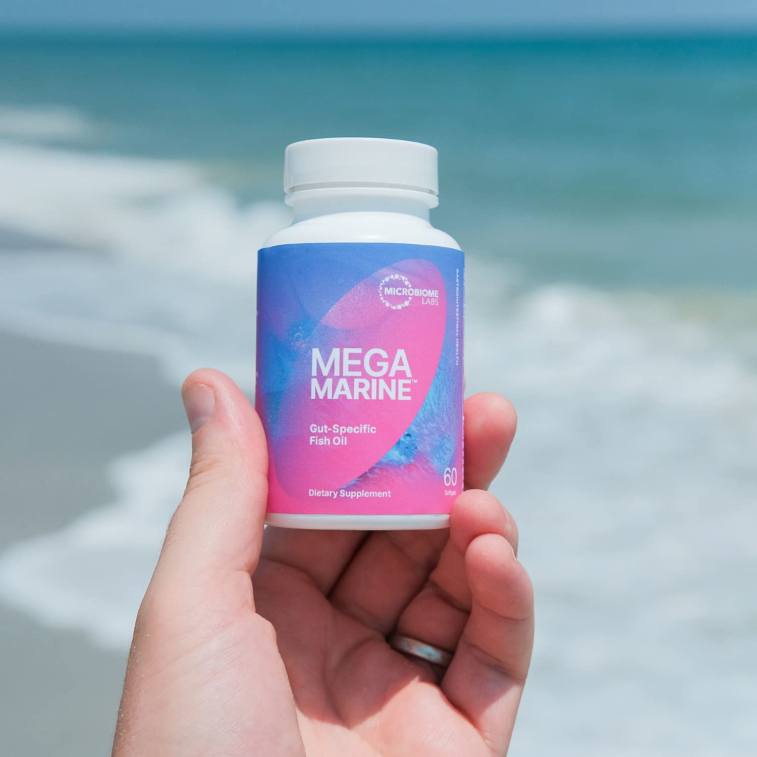 Microbiome Labs MegaMarine Omega 3 Fish Oil Supplements - Gut-Specific EPA DHA Omega 3 Supplement with DPA for Gut Health - Support Immune & Gut Barrier Function (60 Softgels) - TrustMedUSA