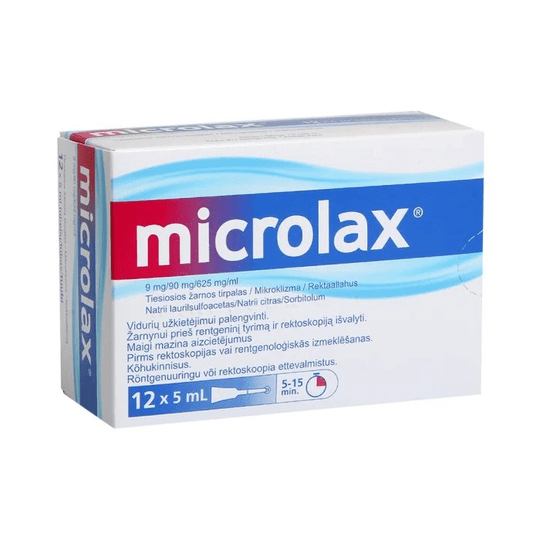 Microlax 625mg+90mg+9mg/ml, 5ml, rectal solution, 12 Tubes - TrustMedUSA