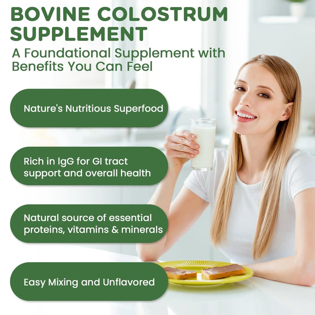MICYDELAS Bovine Colostrum Supplement Powder 50% IgG Premium Bovine Colostrum for Gut Health Support, Immune Support, Muscle Recovery & Overall Wellness, Grass Fed, Non-GMO, Unflavored, 60 Servings - TrustMedUSA