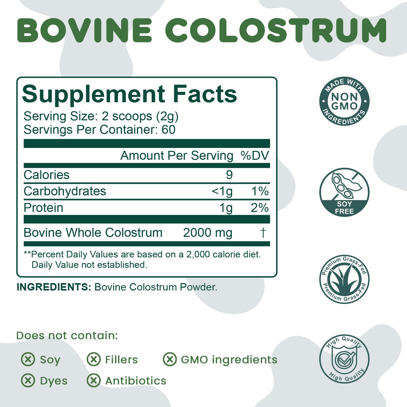 MICYDELAS Bovine Colostrum Supplement Powder 50% IgG Premium Bovine Colostrum for Gut Health Support, Immune Support, Muscle Recovery & Overall Wellness, Grass Fed, Non-GMO, Unflavored, 60 Servings - TrustMedUSA