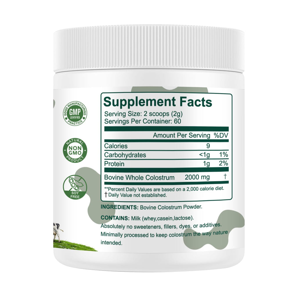 MICYDELAS Bovine Colostrum Supplement Powder 50% IgG Premium Bovine Colostrum for Gut Health Support, Immune Support, Muscle Recovery & Overall Wellness, Grass Fed, Non-GMO, Unflavored, 60 Servings - TrustMedUSA