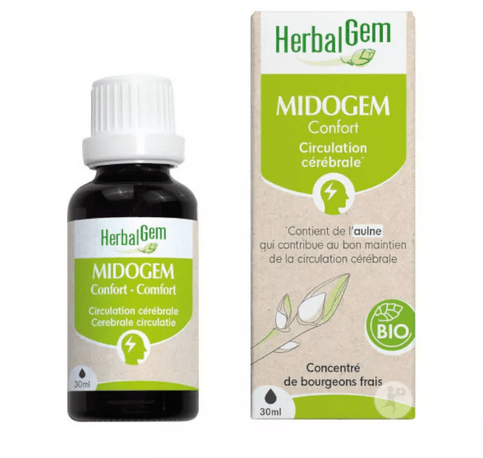 Midogem Confort Flacon 50 ml Complexe Circulation cérébrale / Migraines BIO GC24 HERBALGEM - TrustMedUSA