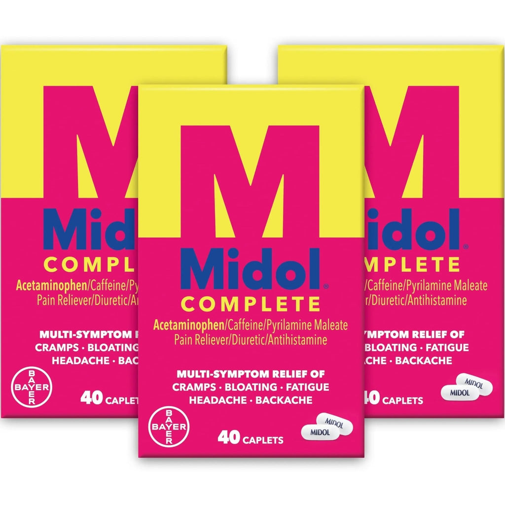 Midol Complete Menstrual Pain Relief Caplets with Acetaminophen for Period Cramps, and Menstrual Symptom Relief - 40 Count (Pack of 3) (Packaging May Vary) - TrustMedUSA