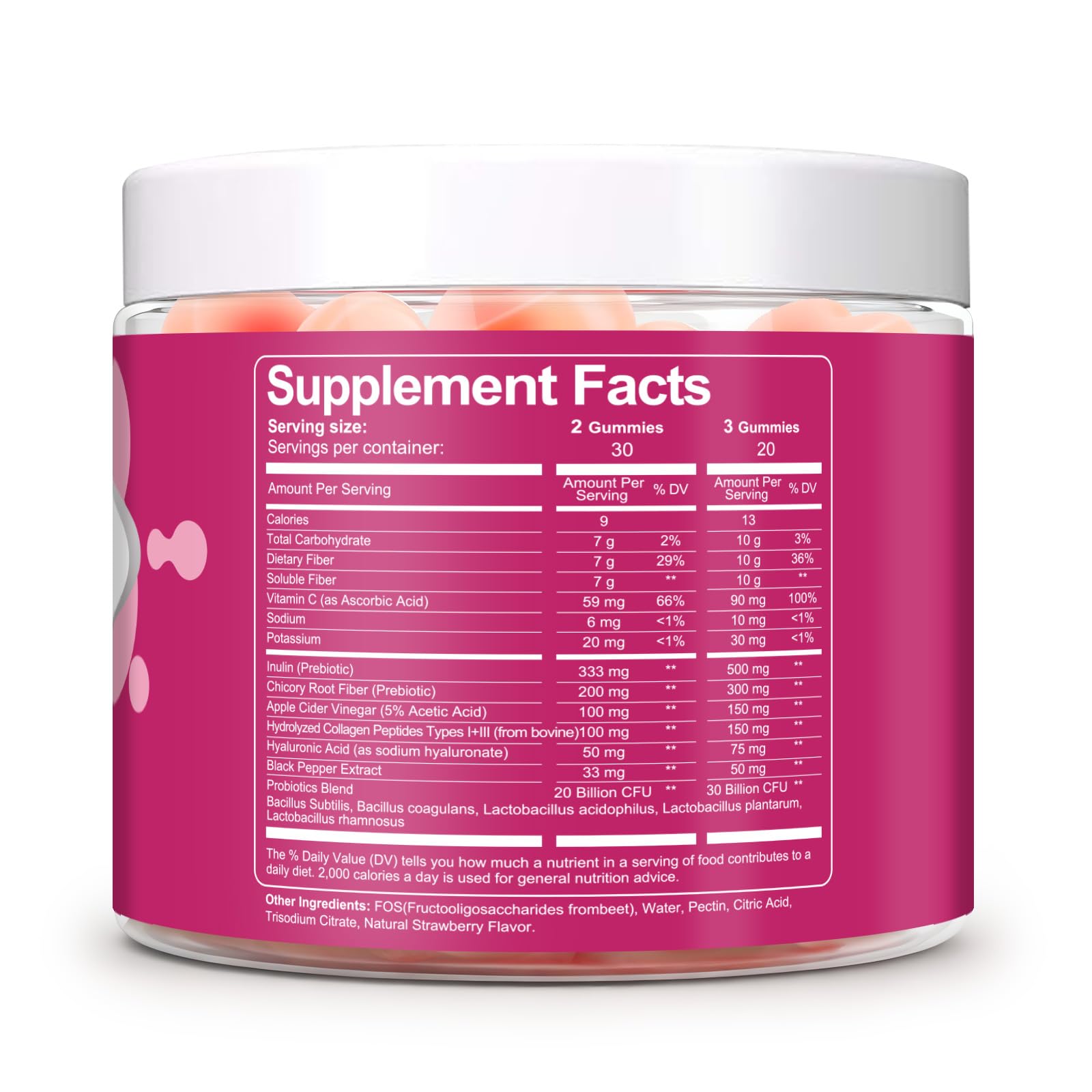 Migcopat 10G Fiber Gummies with Collagen Peptides, Hyaluronic Acid, Vitamin C, ACV, 30 Billion CFU Probiotics – Sugar Free Collagen Gummy for Skin, Hair & Nails - TrustMedUSA